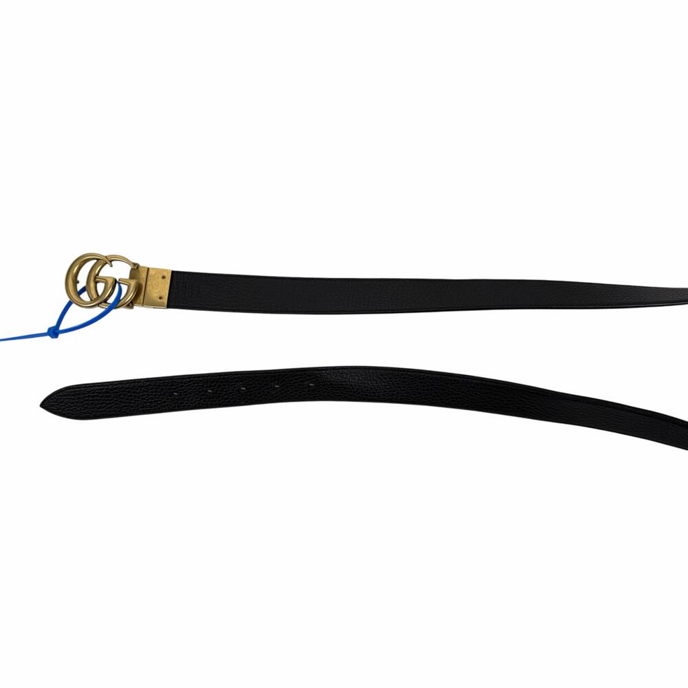 Gucci Double GG Reversible Leather Belt Black Brown Gold Buckle Size 120/ 48 - Picture 12 of 13